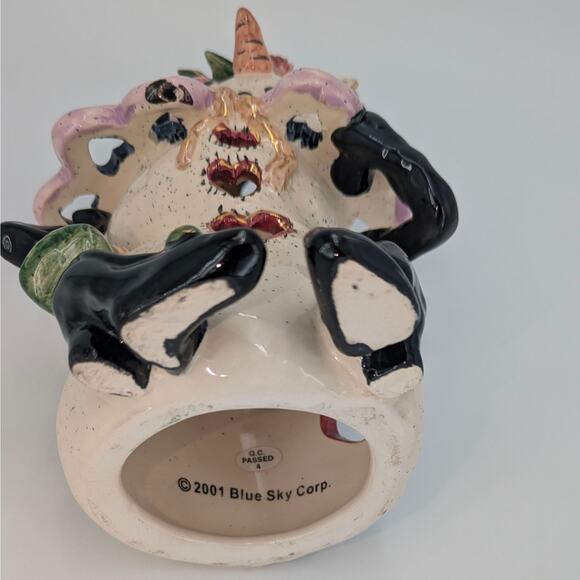 Heather Goldminc Snowman Lady Tea Light Candle Holder Retired Blue Sky Clayworks - Picture 7 of 12